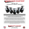 Service Caster 4 Inch Polyolefin Caster Set with Roller Bearing 2 Brakes and 2 Rigid SCC SCC-35S420-POR-SLB-2-R-2